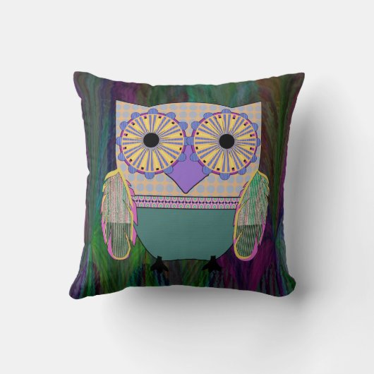 Bright Eyed Owl Kussen (Achterkant)