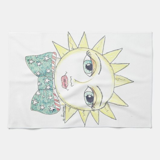 Bright Eyed Sun - keukenhanddoek (Horizontaal)