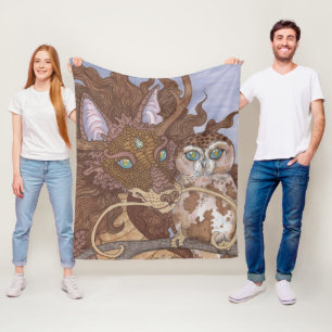 Bright Eyes Owl Dragon Fleece Deken