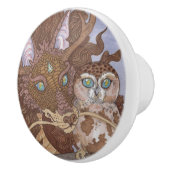 Bright Eyes Owl en Dragon Keramische Knop (Rechts)