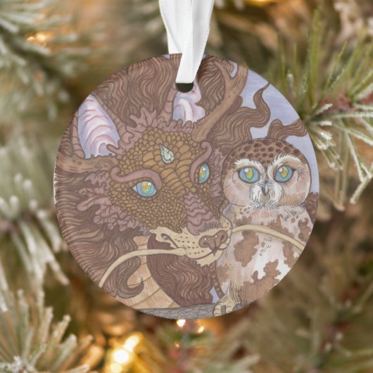 Bright Eyes Owl en Dragon Ornament (Boom)
