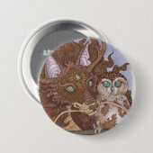 Bright Eyes Owl en Dragon Ronde Button 7,6 Cm (Voorkant /achterkant)