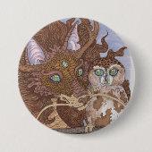 Bright Eyes Owl en Dragon Ronde Button 7,6 Cm (Voorkant)