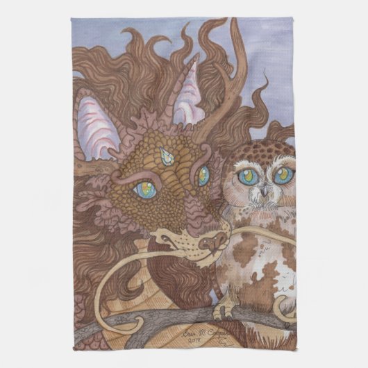 Bright Eyes Owl en Dragon Theedoek (Verticaal)