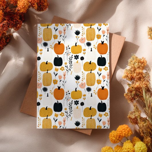 Bright Fall Foliage& Pumpkins Thanksgiving Dinner  Kaart