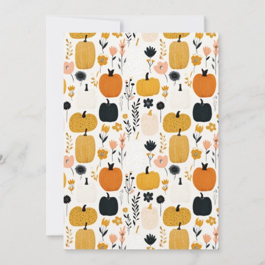 Bright Fall Foliage& Pumpkins Thanksgiving Dinner  Kaart (Achterkant)