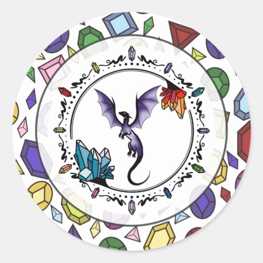 Bright Fantasy Elegante Elegante Amethist Dragon Ronde Sticker (Voorkant)