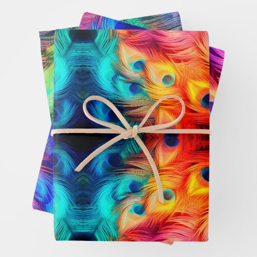 Bright Feather Jewel Tone Inpakpapier Vel (In situ)