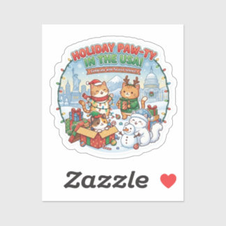 Bright & Festive Meowy Cats – USA Christmas Sticke Sticker