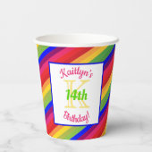 Bright Fiesta Stripes | Partij voor de verjaardag Papieren Bekers (Achterkant)