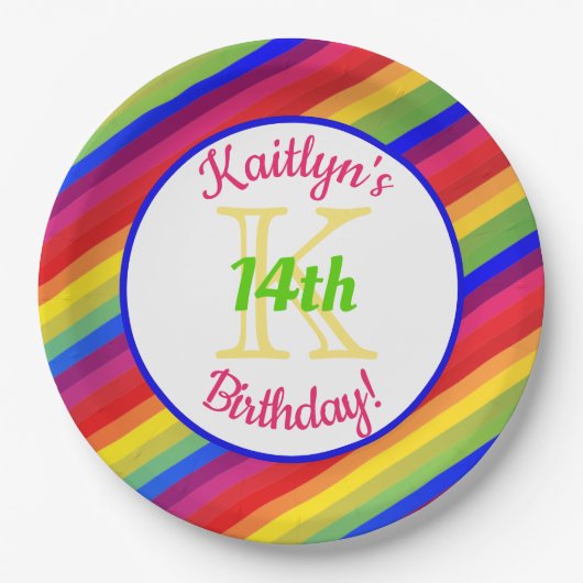 Bright Fiesta Stripes | Partij voor de verjaardag Papieren Bordje (Voorkant)