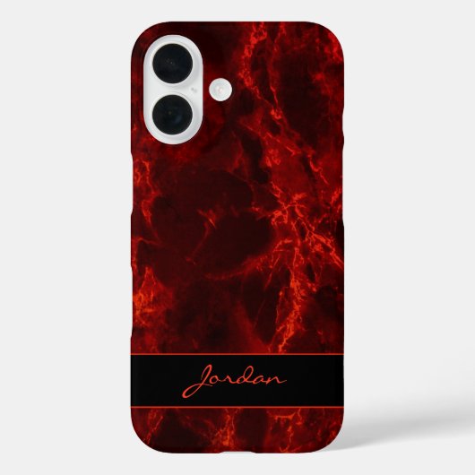 Bright Fire Red gepolijst marmeren steen met naam Case-Mate iPhone Case (Achterkant)