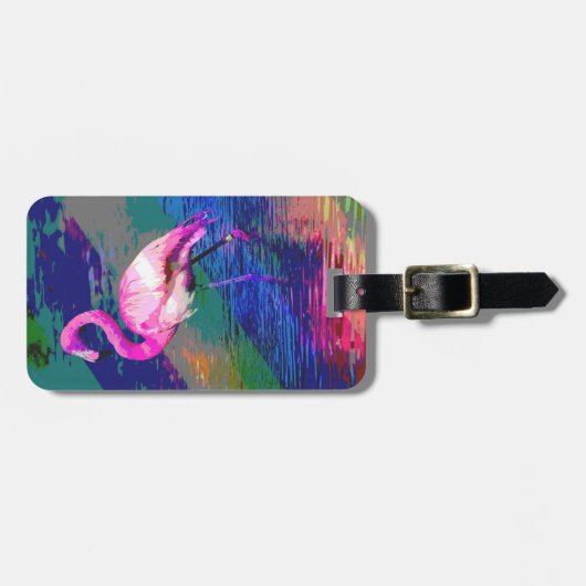 Bright Flamingo Bagagelabel (Voorkant horizontaal)