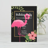 BRIGHT FLAMINGO HIBISCUS BLACK PINK GOLD KAART (Staand voorkant)