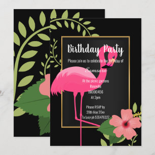 BRIGHT FLAMINGO HIBISCUS BLACK PINK GOLD KAART