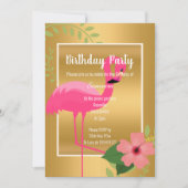 BRIGHT FLAMINGO HIBISCUS BLACK WHITE GOLD KAART (Voorkant)