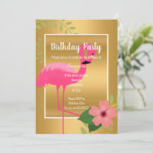 BRIGHT FLAMINGO HIBISCUS BLACK WHITE GOLD KAART (Staand voorkant)