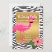BRIGHT FLAMINGO HIBISCUS BLACK ZEBRA PATTERNED KAART (Voorkant)