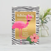 BRIGHT FLAMINGO HIBISCUS BLACK ZEBRA PATTERNED KAART (Staand voorkant)