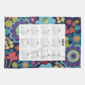 Bright floral 2024 maandelijks Kalender theedoek (Horizontaal)