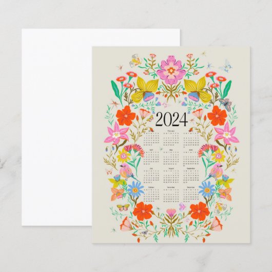 Bright floral 2024 volledige kalender (Voorkant / Achterkant)