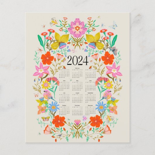 Bright floral 2024 volledige kalender (Voorkant)