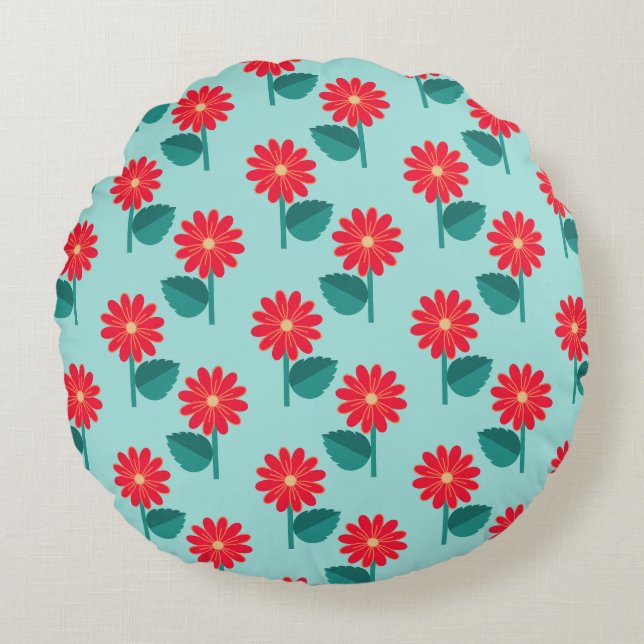 Bright Floral Abstract Rond Kussen (Voorkant)