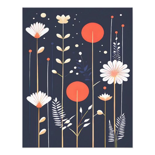 Bright Floral abstracte kunst Foto Afdruk (Voorkant)