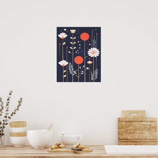 Bright Floral abstracte kunst Poster (Keuken)
