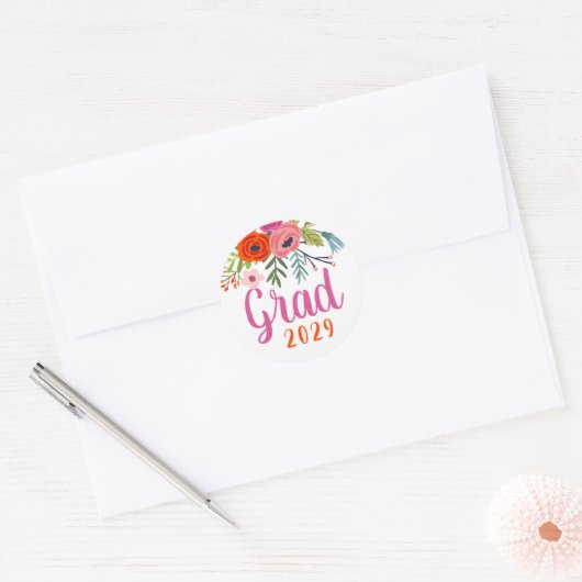 Bright Floral Afstuderen Ronde Sticker (Envelop)