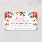 Bright Floral Baby shower Diaper Raffle-kaart Informatiekaartje (Voorkant)