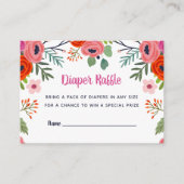 Bright Floral Baby shower Diaper Raffle-kaart Informatiekaartje (Voorkant)