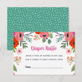 Bright Floral Baby shower Diaper Raffle-kaart Informatiekaartje (Voorkant / Achterkant)