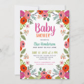 Bright Floral Baby shower Invitation Kaart (Voorkant)