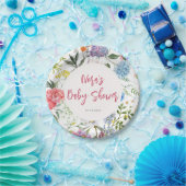 Bright Floral Baby shower Papieren Bordje (Feest)