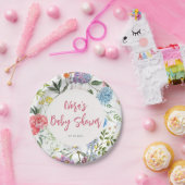 Bright Floral Baby shower Papieren Bordje (Feest)