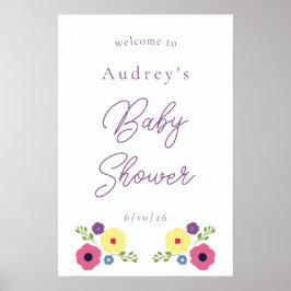 Bright Floral Baby shower Welkom Poster