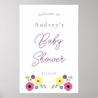 Bright Floral Baby shower Welkom Poster