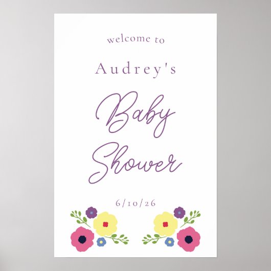 Bright Floral Baby shower Welkom Poster (Voorkant)