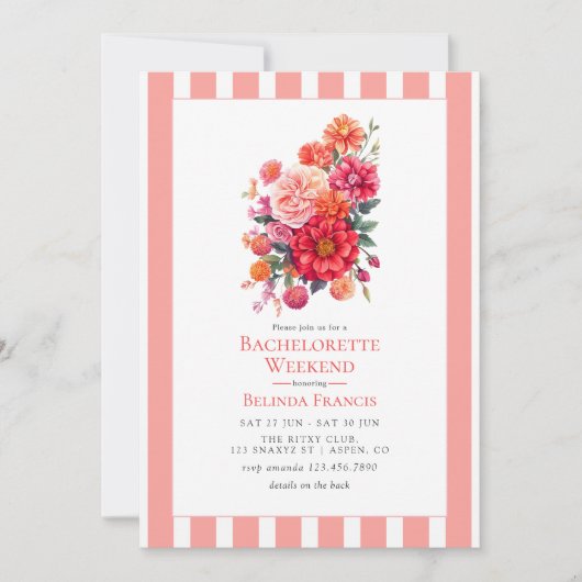 Bright Floral Bachelorette Weekend Itinerary Kaart (Voorkant)