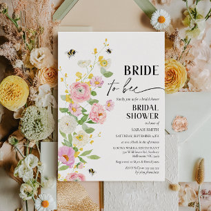 Bright Floral Bee Bride to Bee Vrijgezellenfeest Kaart