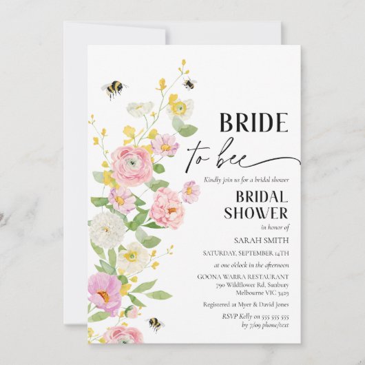 Bright Floral Bee Bride to Bee Vrijgezellenfeest Kaart (Voorkant)