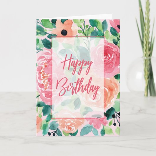 Bright Floral Birthday Kaart (Voorkant)