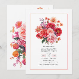 Bright Floral Birthday Party Kaart