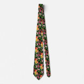 BRIGHT  FLORAL BLOOMS OP BLACK MANNEN STROPDAS (Voorkant)
