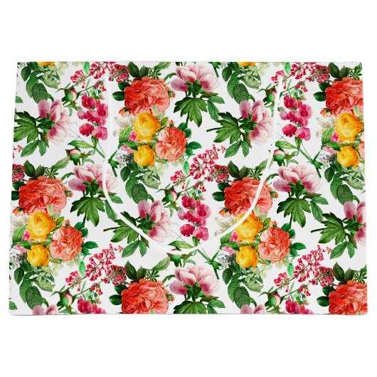 BRIGHT FLORAL BLOOMS OP WITTE GROOT CADEAUZAKJE (Voorkant)