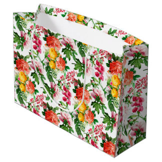 BRIGHT FLORAL BLOOMS OP WITTE GROOT CADEAUZAKJE