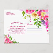 Bright Floral Bold Pink Spring Save the Date Aankondigingskaart (Achterkant)