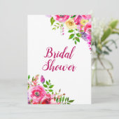 Bright Floral Bold Pink Spring Vrijgezellenfeest Kaart (Staand voorkant)