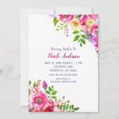 Bright Floral Bold Pink Spring Vrijgezellenfeest Kaart (Achterkant)